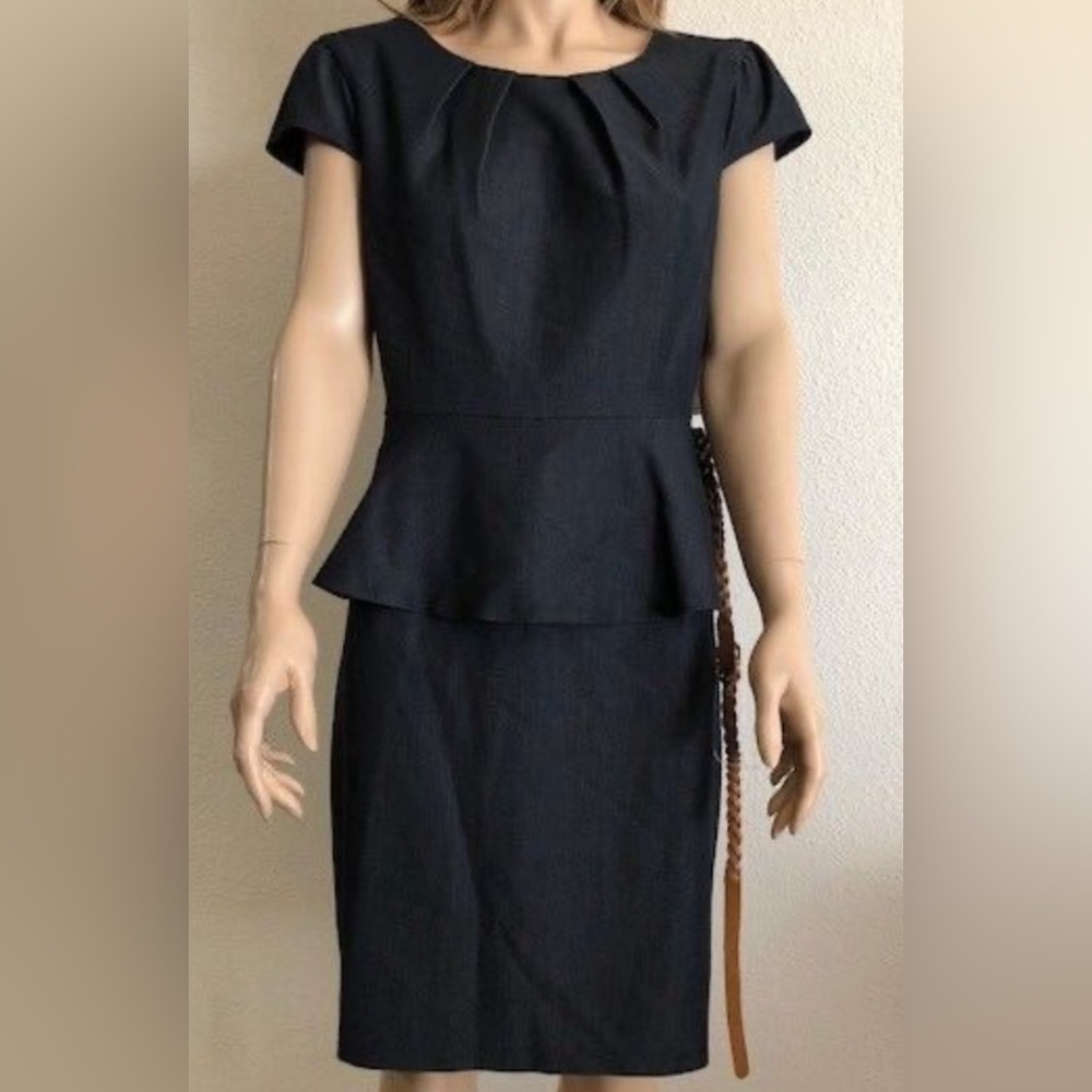 Elegant Pink belted Peplum sheath Dress - Picture 2 of 9